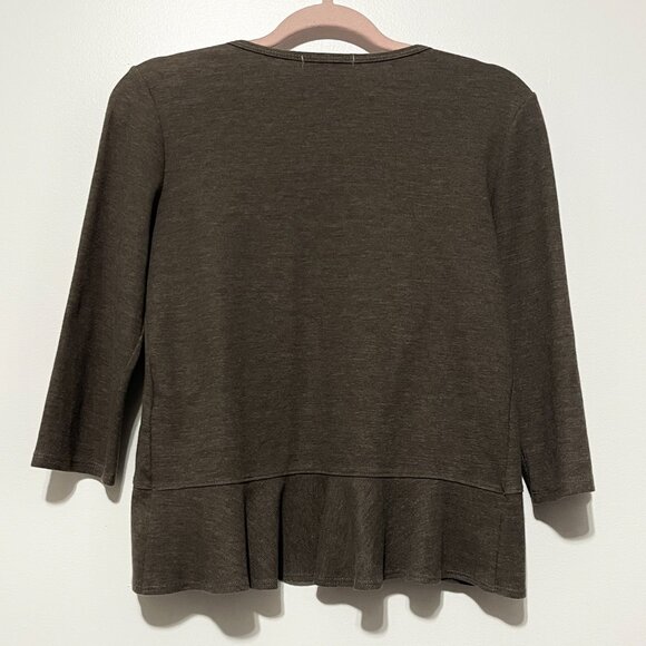 Chalet Womens Waffle Knit Ruffle Cardigan Size S Brown Bohemian Lagenlook Boho - Picture 2 of 7